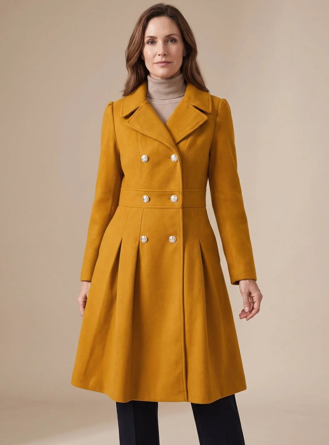 Joelle | Women's Double-Breasted Pleated Coat