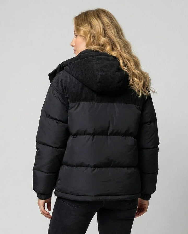 Joy | Women's Panel Detail Hooded Winter Puffer Jacket