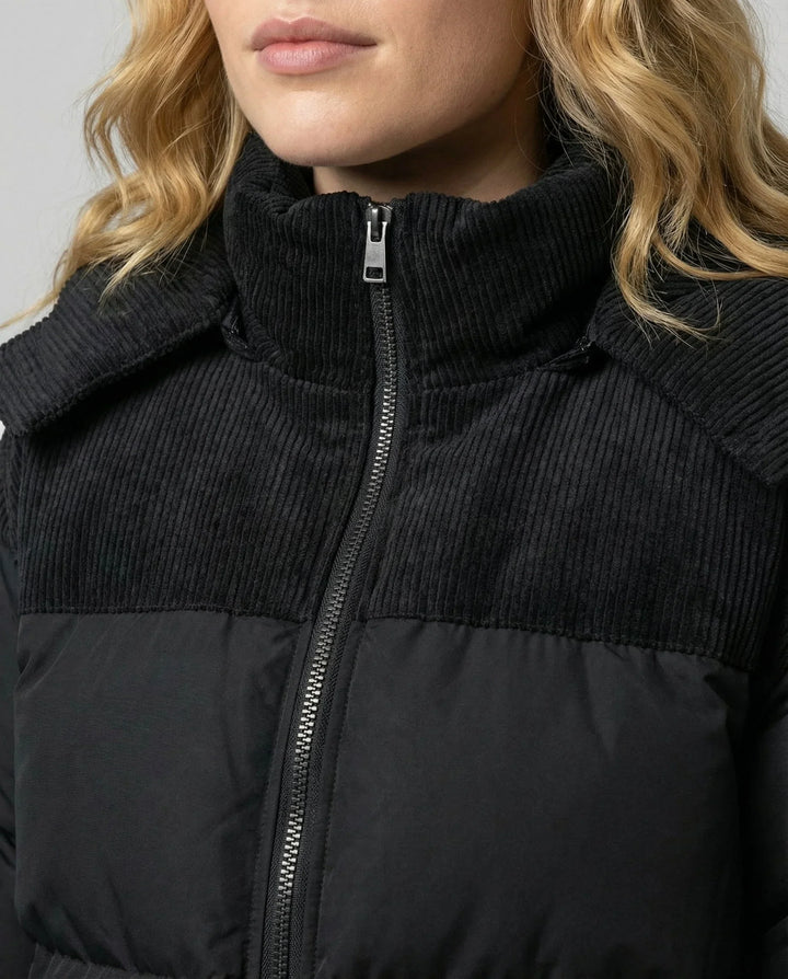 Joy | Women's Panel Detail Hooded Winter Puffer Jacket