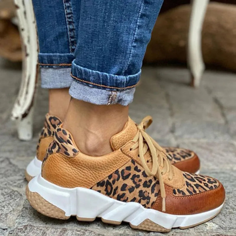 Julie | Women's Leopard-Print Lace-Up Sneakers