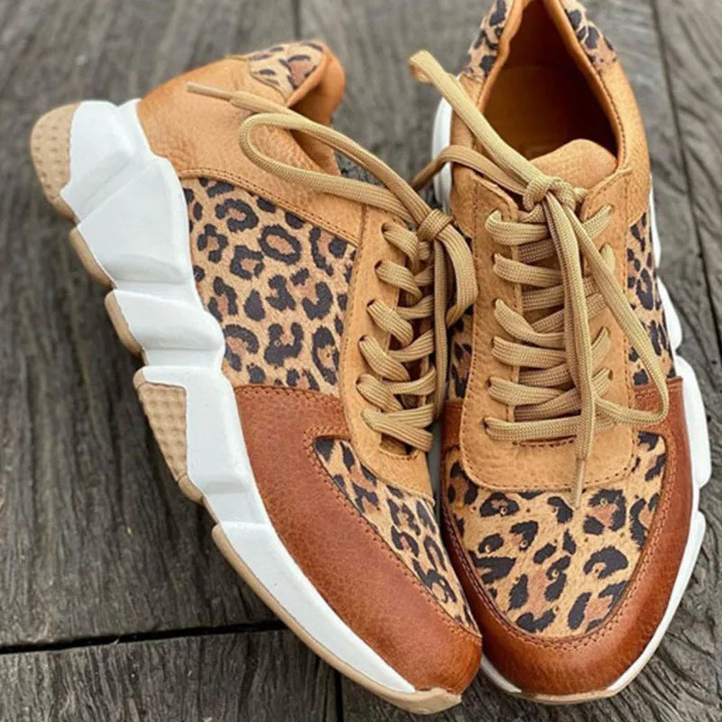 Julie | Women's Leopard-Print Lace-Up Sneakers