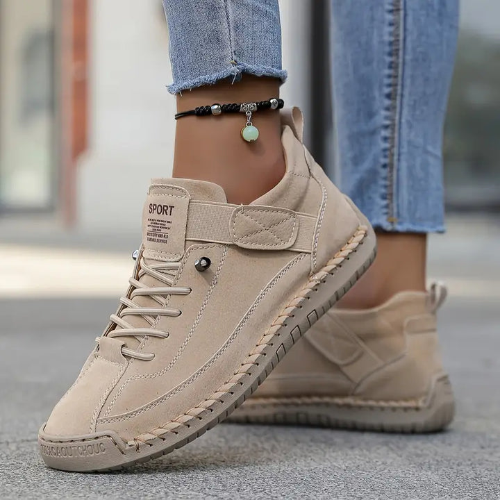 Kayla | Women's Beige Lace-Up Sneakers