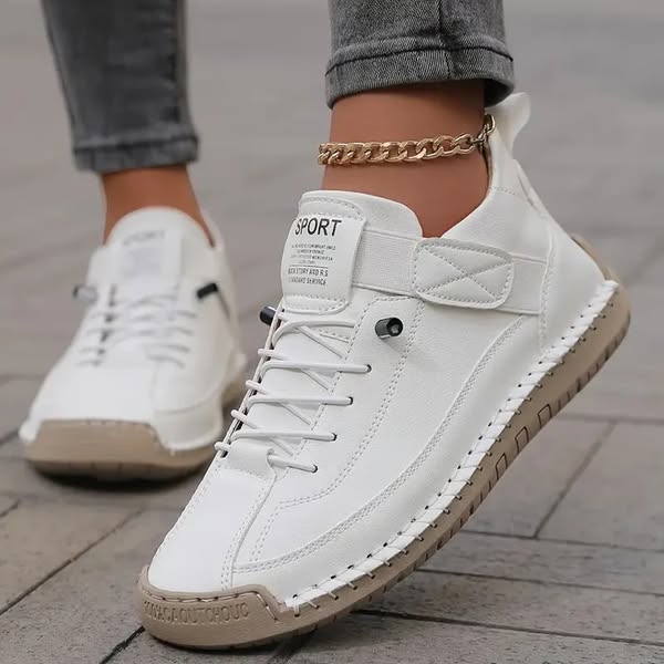 Kayla | Women's Beige Lace-Up Sneakers