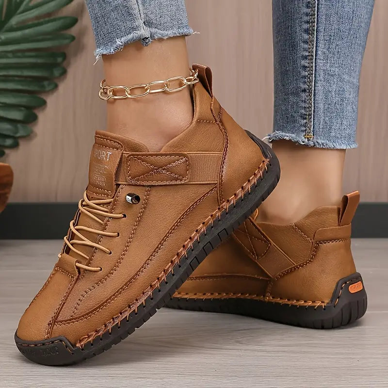 Kayla | Women's Beige Lace-Up Sneakers