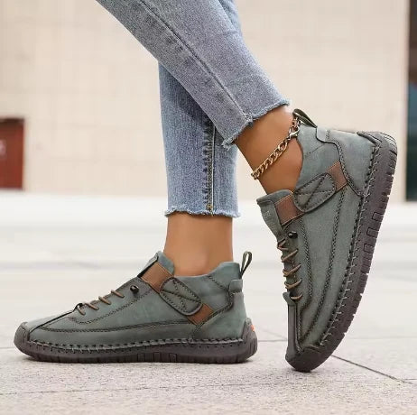 Kayla | Women's Beige Lace-Up Sneakers