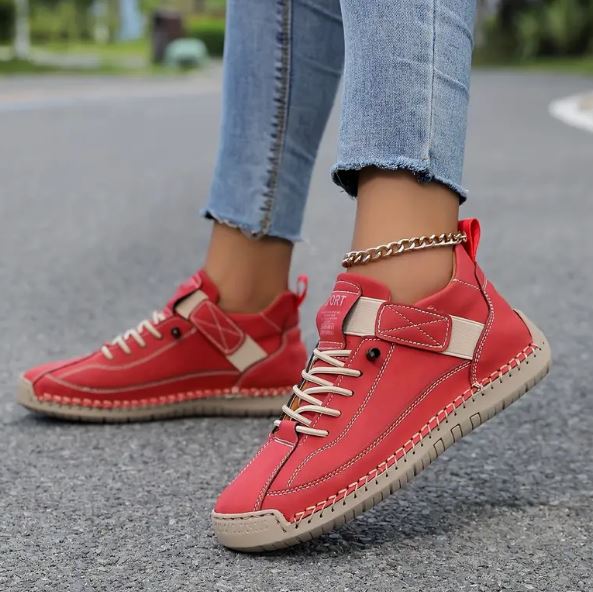 Kayla | Women's Beige Lace-Up Sneakers