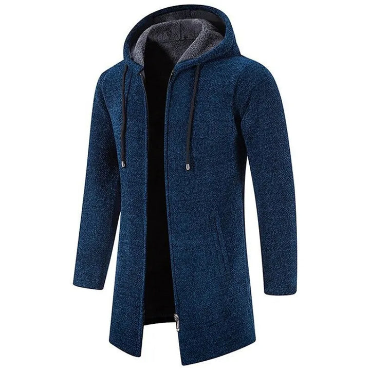 Kevin | Men's Hooded Drawstring Mid Length Zip Up Coat