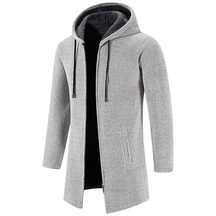 Kevin | Men's Hooded Drawstring Mid Length Zip Up Coat