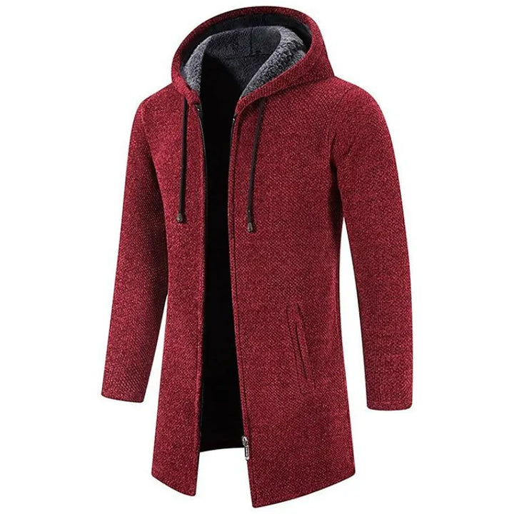 Kevin | Men's Hooded Drawstring Mid Length Zip Up Coat