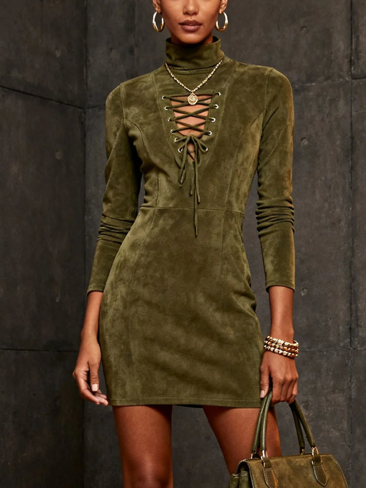 Kimberly | Women's Lace-Up Turtleneck Dress