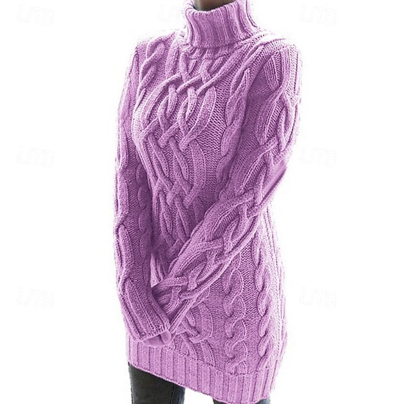 Kira | Women's Cable-Knit Turtleneck Dress