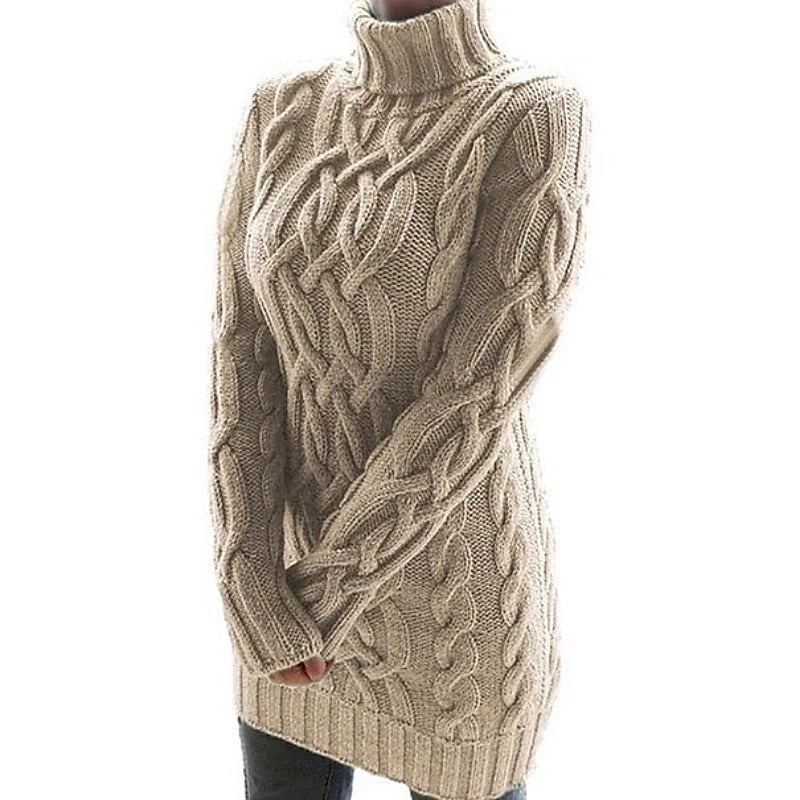 Kira | Women's Cable-Knit Turtleneck Dress