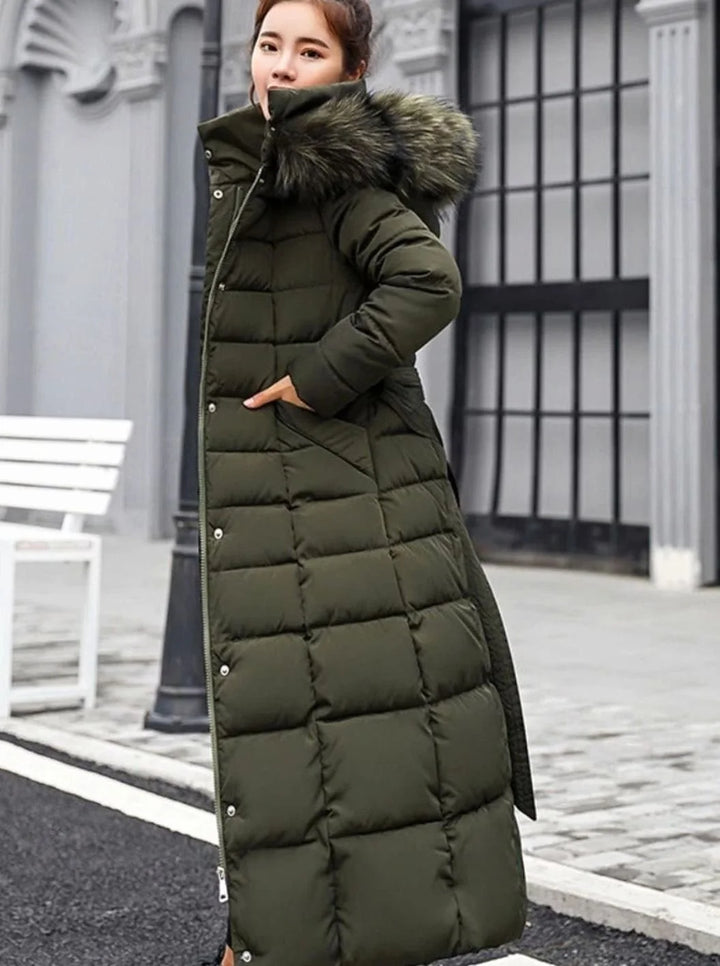 Krista | Women's Belted Long Hooded Puffer Coat