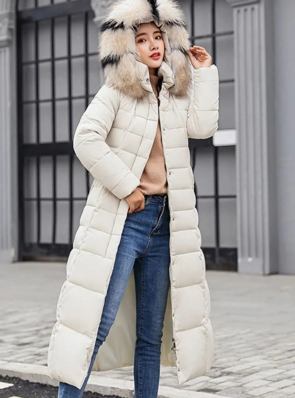 Krista | Women's Belted Long Hooded Puffer Coat