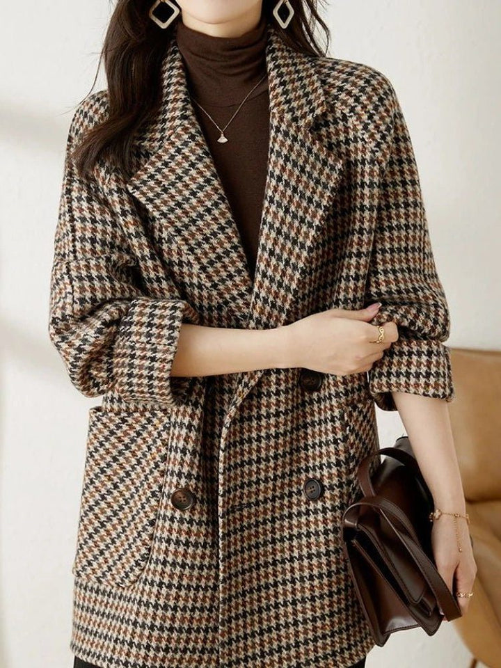 Kristi | Women's Houndstooth Double-Breasted Blazer