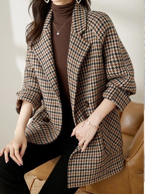 Kristi | Women's Houndstooth Double-Breasted Blazer