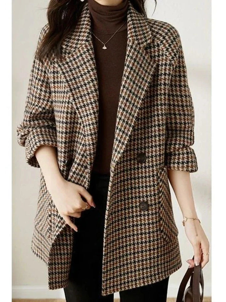 Kristi | Women's Houndstooth Double-Breasted Blazer