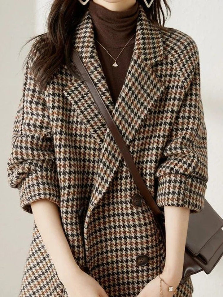 Kristi | Women's Houndstooth Double-Breasted Blazer