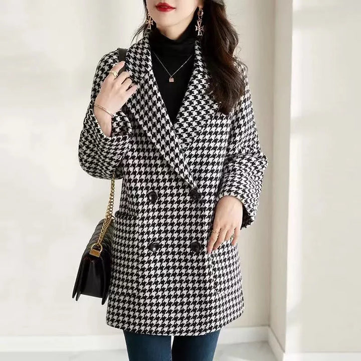 Kristi | Women's Houndstooth Double-Breasted Blazer