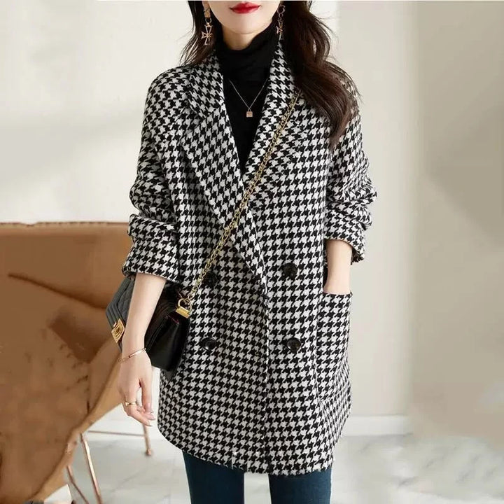 Kristi | Women's Houndstooth Double-Breasted Blazer