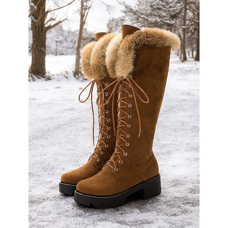 Aurelia | Cozy Lace-Up Knee-High Winter Boots