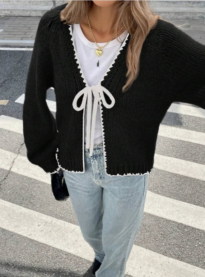 Kyla | Women's Cropped Bow-Front Cardigan
