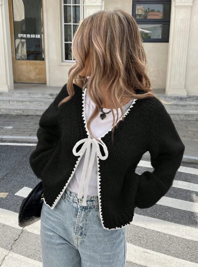 Kyla | Women's Cropped Bow-Front Cardigan