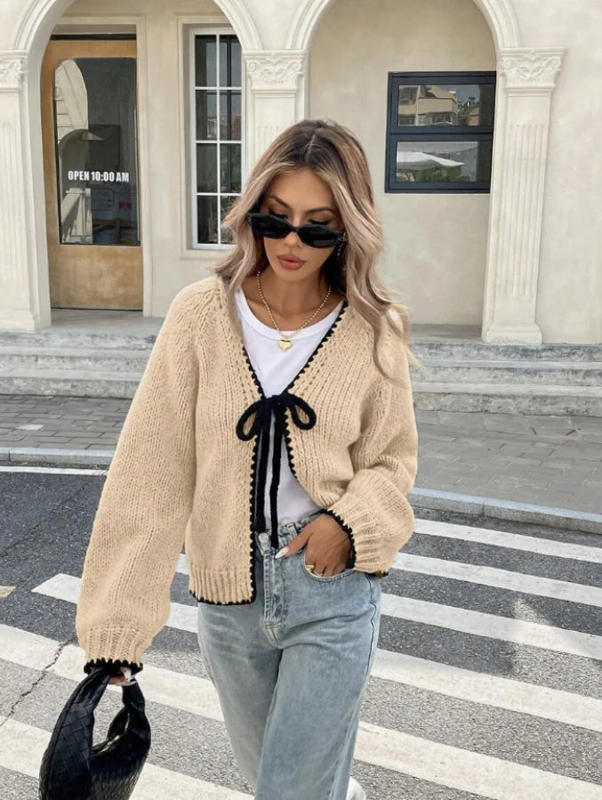 Kyla | Women's Cropped Bow-Front Cardigan