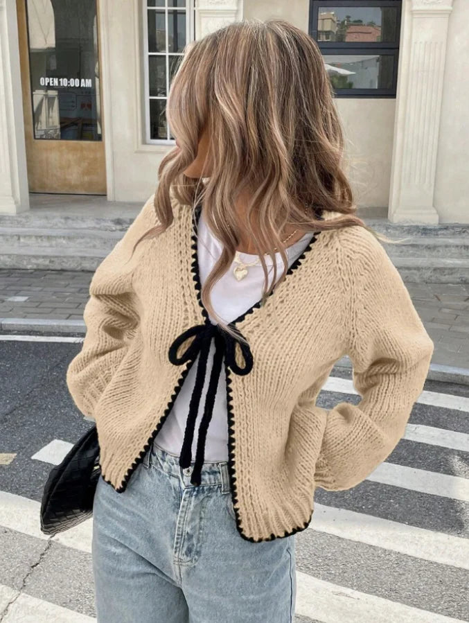 Kyla | Women's Cropped Bow-Front Cardigan