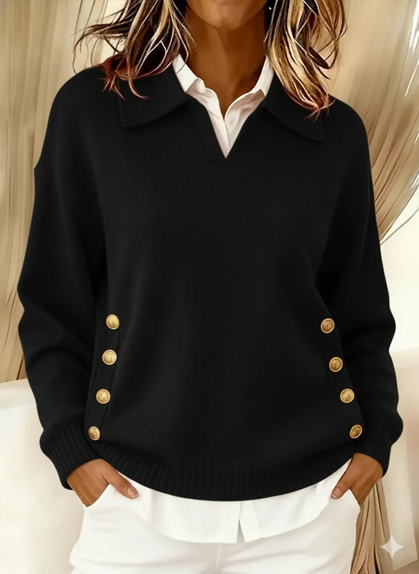 Laurel | Women's Collared Button-Detail Sweater