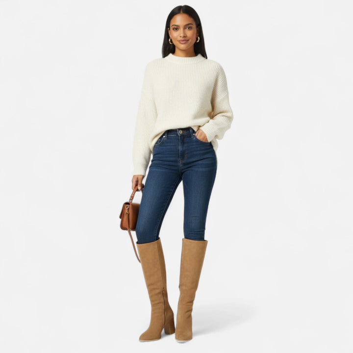 Lavinia | Women's Round Toe Side Zip Block Heel Tall Boots