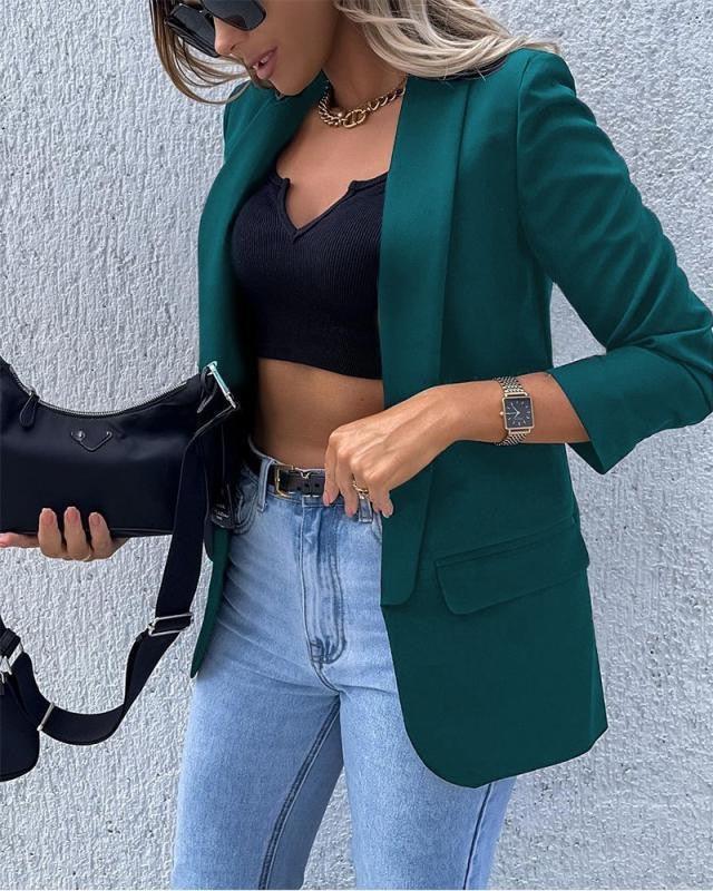Leonie | Women's Open Front Rolled Sleeve Blazer