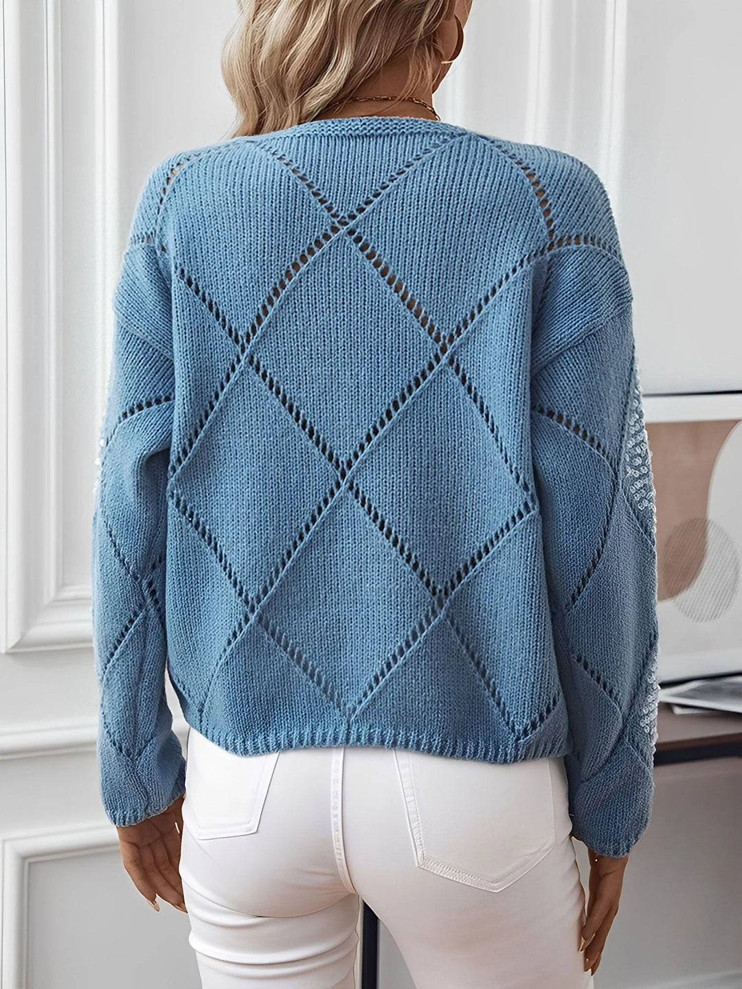 Lesley | Women's Sequin Diamond Knit Sweater