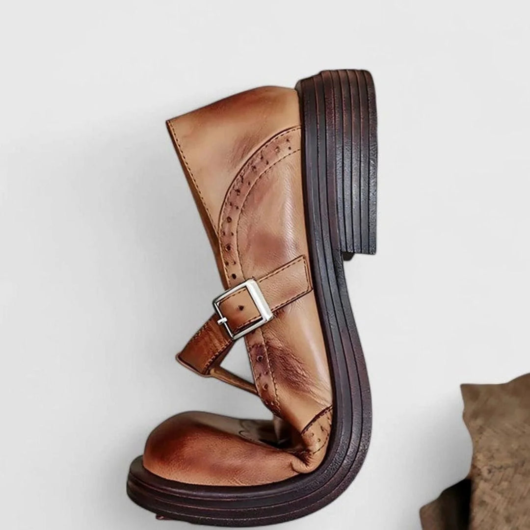Lexi | Women's Brogue T-Strap Buckle Shoes