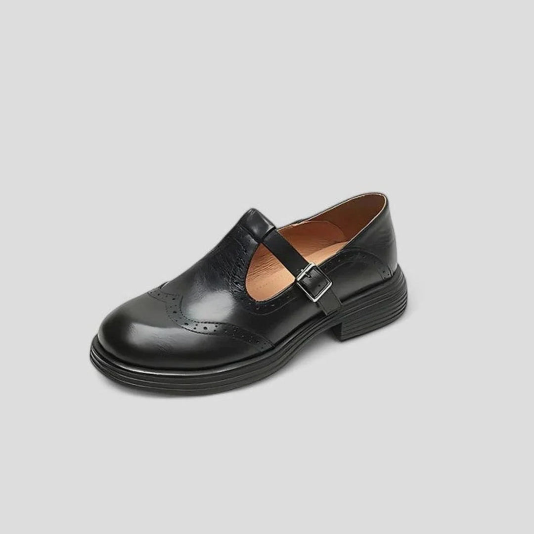 Lexi | Women's Brogue T-Strap Buckle Shoes