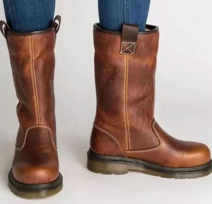 Lily | Women's Lined Round Toe Pull On Mid Calf Boots
