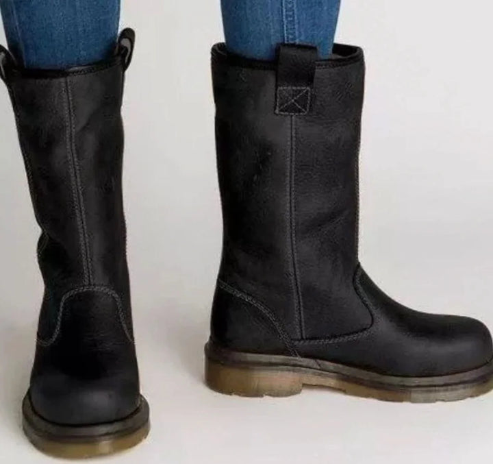 Lily | Women's Lined Round Toe Pull On Mid Calf Boots