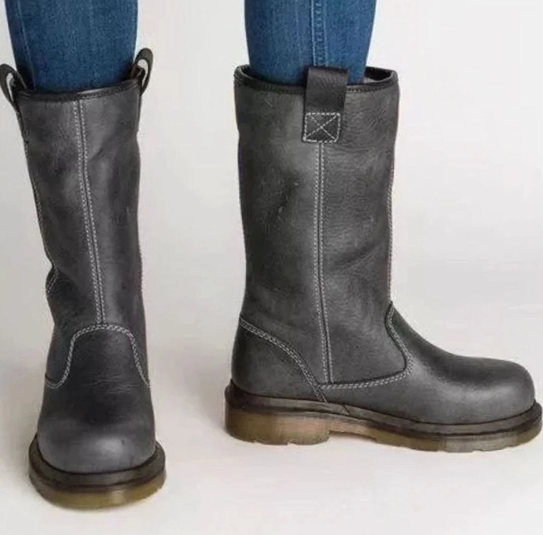 Lily | Women's Lined Round Toe Pull On Mid Calf Boots