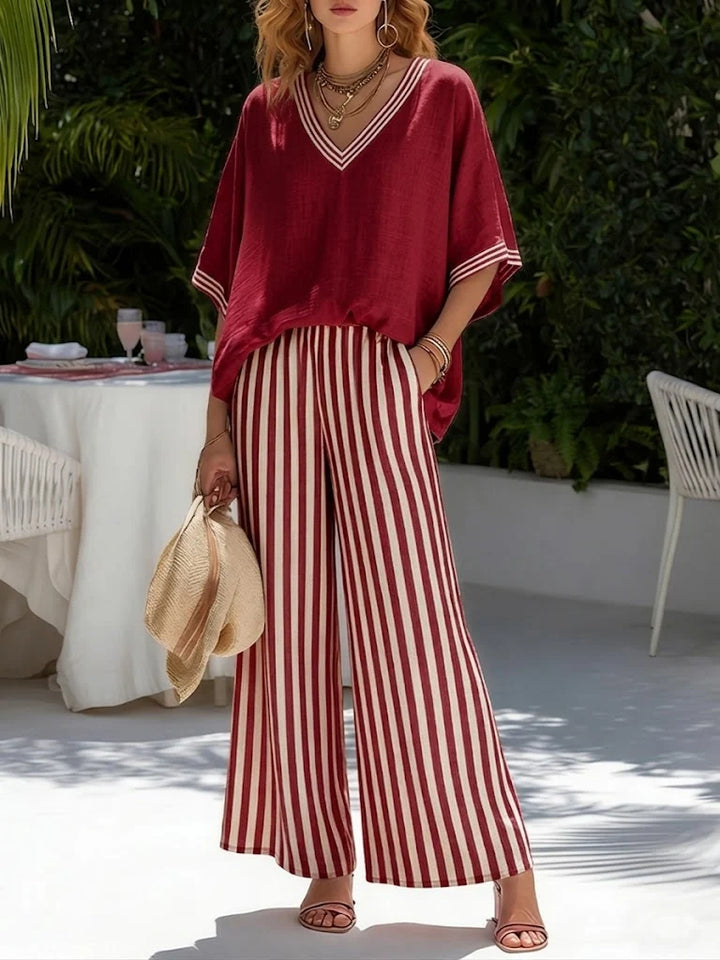 Lindsey | Women's Striped Wide-Leg Set
