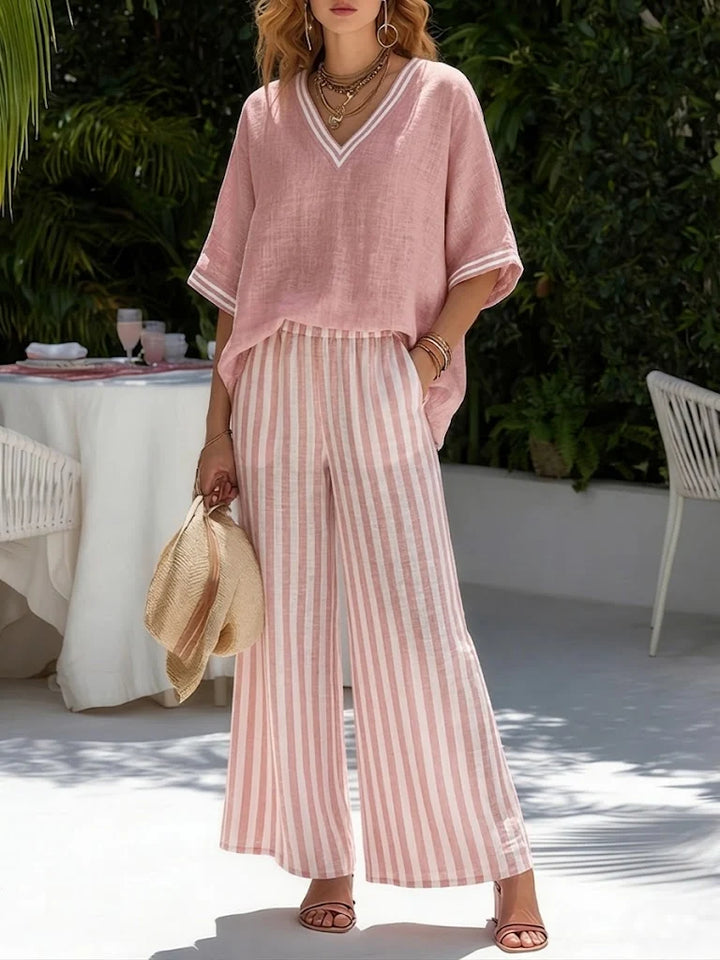 Lindsey | Women's Striped Wide-Leg Set