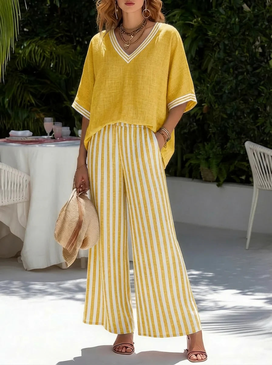 Lindsey | Women's Striped Wide-Leg Set