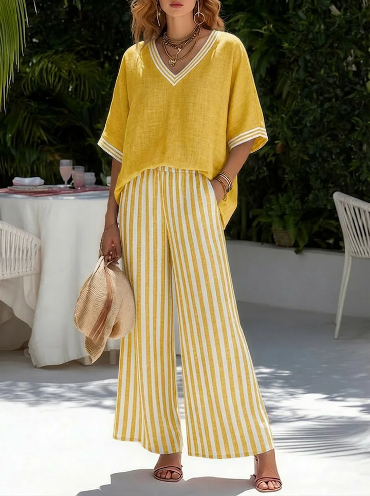 Lindsey | Women's Striped Wide-Leg Set