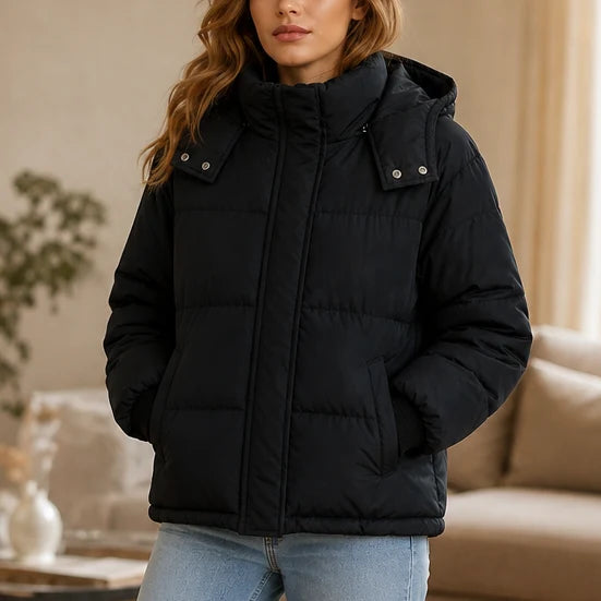 Lottie | Women's Hooded Zip Up Cropped Puffer Jacket