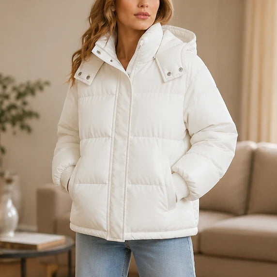 Lottie | Women's Hooded Zip Up Cropped Puffer Jacket