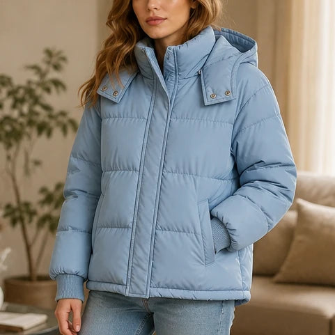 Lottie | Women's Hooded Zip Up Cropped Puffer Jacket