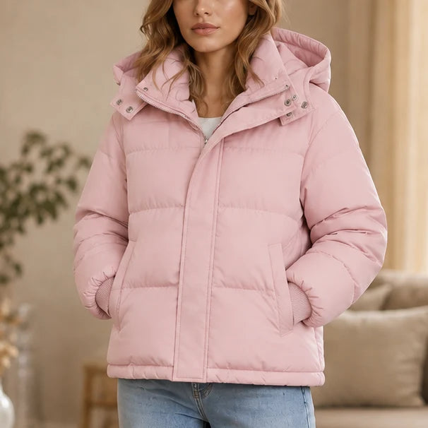 Lottie | Women's Hooded Zip Up Cropped Puffer Jacket