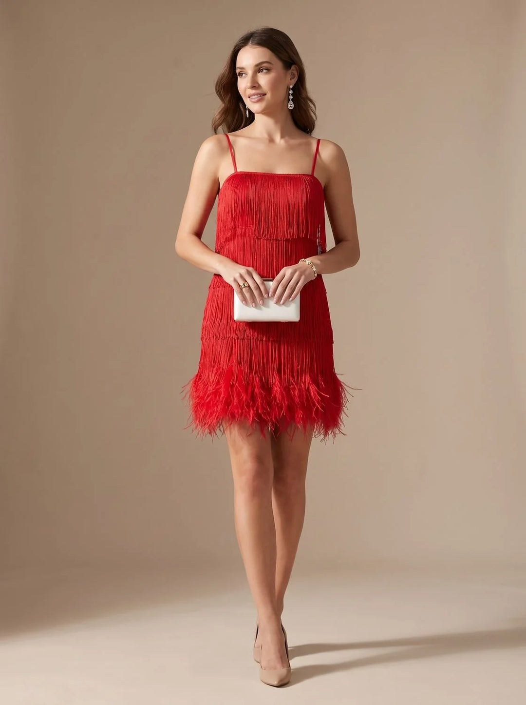 Lucy | Women's Feather Hem Sequin Mini Christmas Party Dress