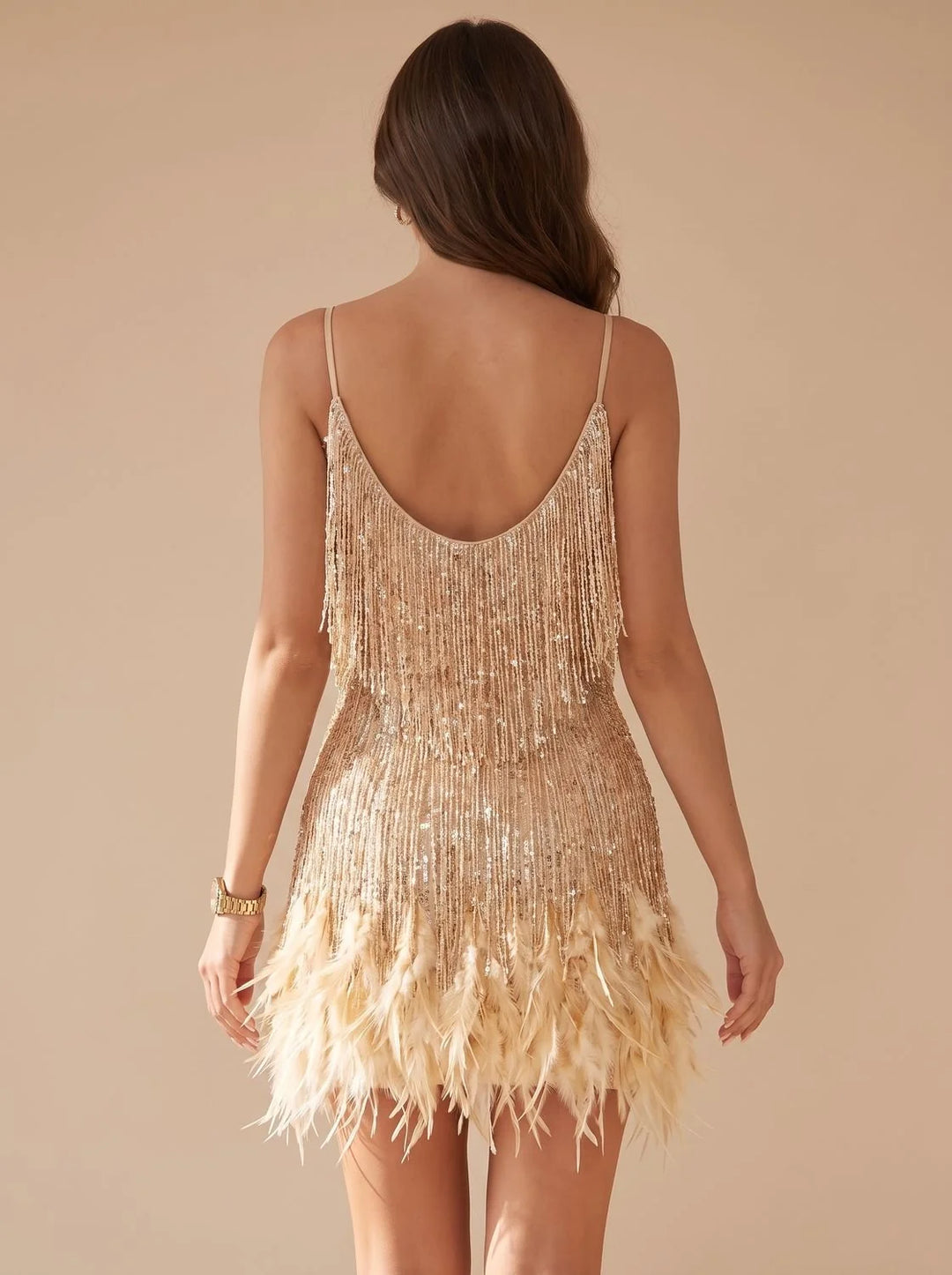 Lucy | Women's Feather Hem Sequin Mini Christmas Party Dress
