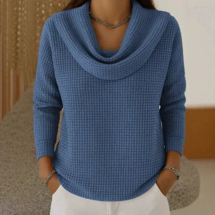 Lynn | Women's Cowl-Neck Waffle Knit Sweater