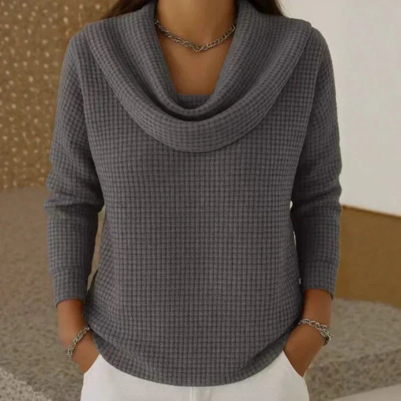 Lynn | Women's Cowl-Neck Waffle Knit Sweater